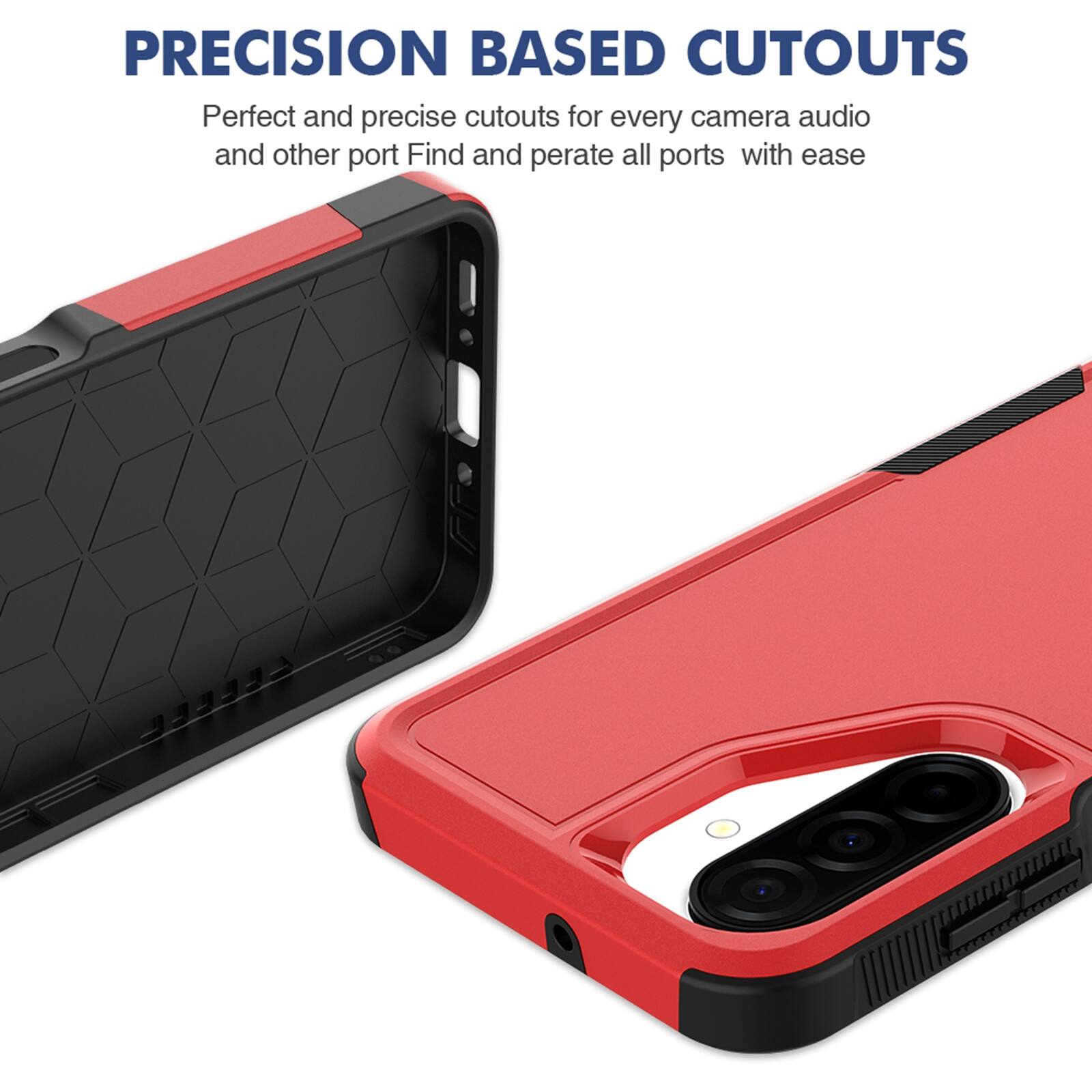 PRECISION BASED CUTOUTS  
Perfect and precise cutouts for every camera, audio, and other port. Find and operate all ports with ease.