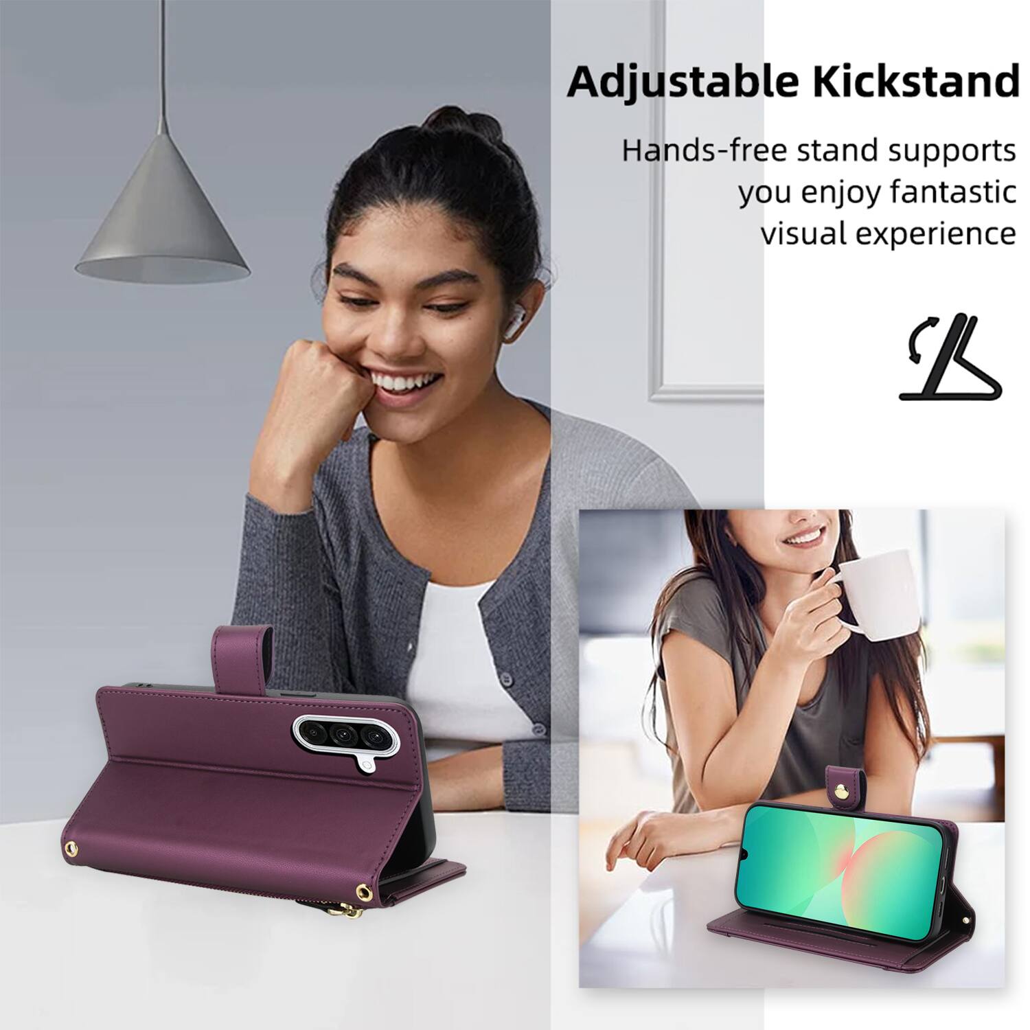 Adjustable Kickstand  
Hands-free stand supports you enjoy fantastic visual experience