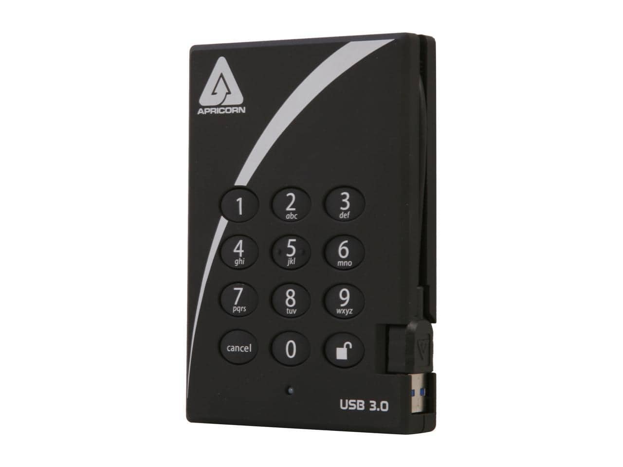 Apricorn - 1TB Aegis Padlock External Hard Drive with 256-bit AES Encryption USB 3.0 Model A25-3PL256-1000 - Black