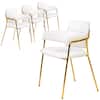 Front. LeisureMod - Axis 4-PCS Elegant Dining Chair with Sturdy Stainless Steel Frame & Protective Floor Glides - White.