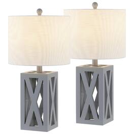 Jonathan Y - Stewart 21.5" Farmhouse Wood LED Table Lamp, (Set of 2) - Gray