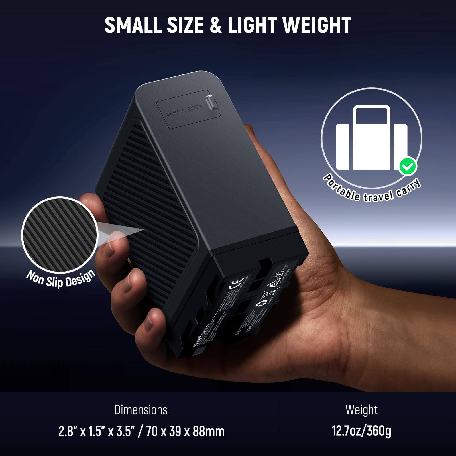 SMALL SIZE & LIGHT WEIGHT

- Portable travel carry
- Non Slip Design

Dimensions: 2.8" x 1.5" x 3.5" / 70 x 39 x 88mm

Weight: 12.7oz / 360g