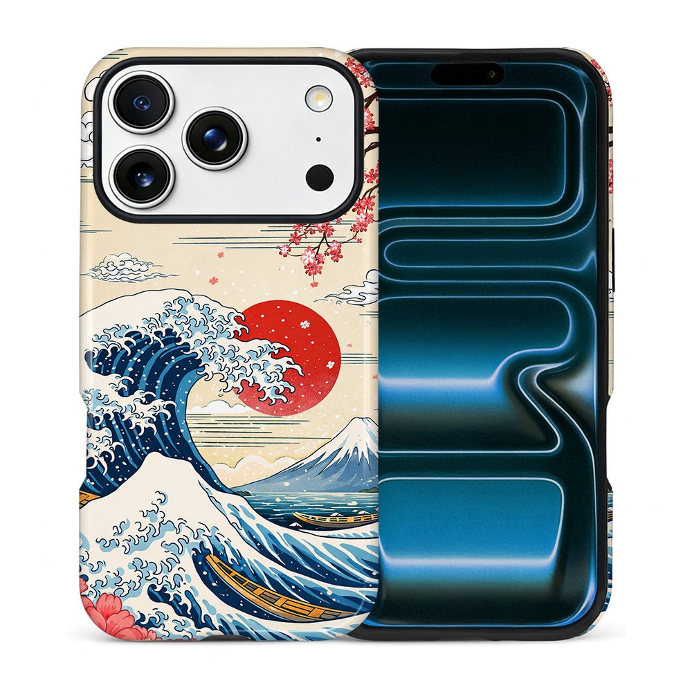 BUBM - Smartphone Case for iPhone - 2-Layer Durable Smartphone Protection Case - Crimson Sun Wave - Crimson Sun Wave for iPhone 17 Pro