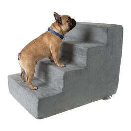 PetMaker - Dog Stairs for Small Dogs 4-Step Dog Steps for High Bed and Couch Pet Stairs with Nonslip Bottom, Foam, and Cover - Gray
