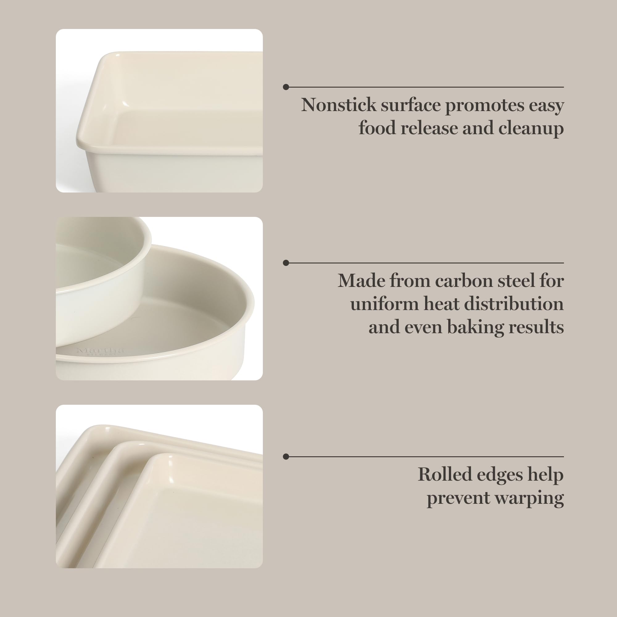 - Nonstick surface promotes easy food release and cleanup
- Made from carbon steel for uniform heat distribution and even baking results
- Rolled edges help prevent warping