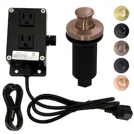 Akicon - Brass Garbage Disposal Air Switch Kit with Dual Outlet Sink Top On/Off Push Button - Antique Copper