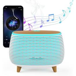 RTMB - 2-in-1 Bluetooth Speaker & Diffuser – 400ml, Ultrasonic, 7-Color Light, White/Wood