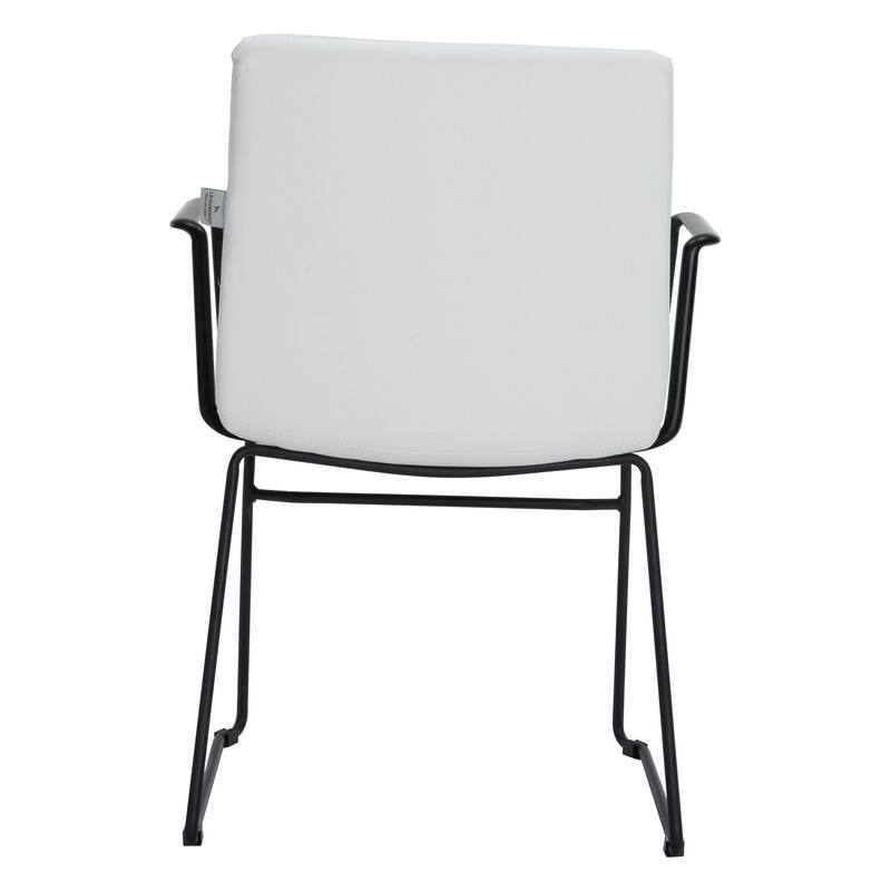 Alt View 4. LeisureMod - Zylar Office ArmChair with PU Leather, Foam Cushion, Stainless Steel Base & Ergonomic Support - White.