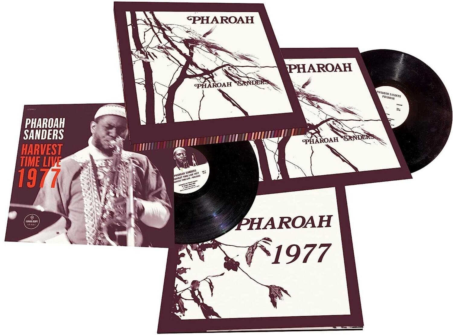 PHAROAH SANDERS  
HARVEST TIME LIVE  
1977  

PHAROAH  
1977  

PHAROAH SANDERS  
PHAROAH SANDERS  
PHAROAH SANDERS