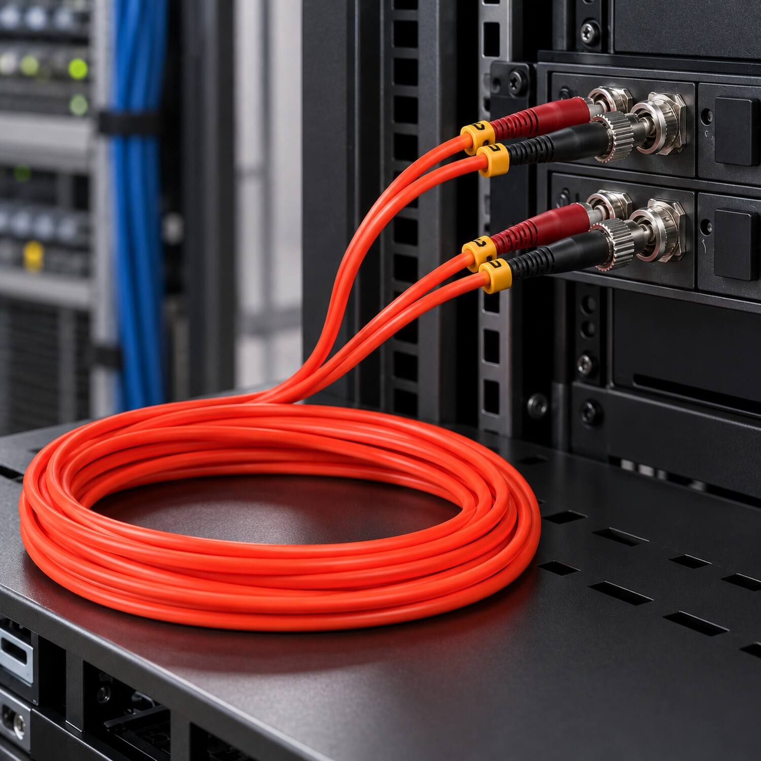 Left. Sanoxy - 5 Meters ST to ST Duplex 62.5/125 Multimode OM1 Fiber Optic Cable - Multi.