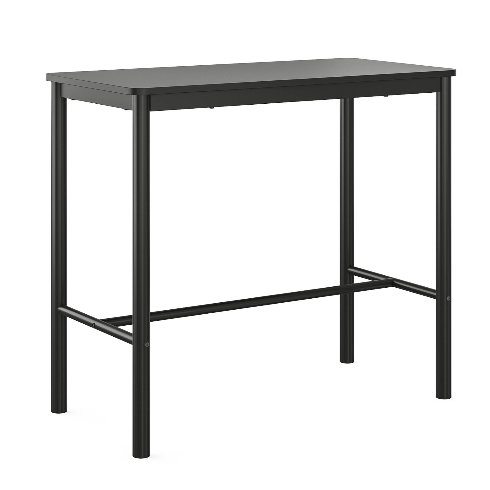 Alt View 2. GOODSILO - 47 Inch Industrial Style Counter Height Bar Table with Metal Frame and Wooden Top for Dining and Entertainment - Black.