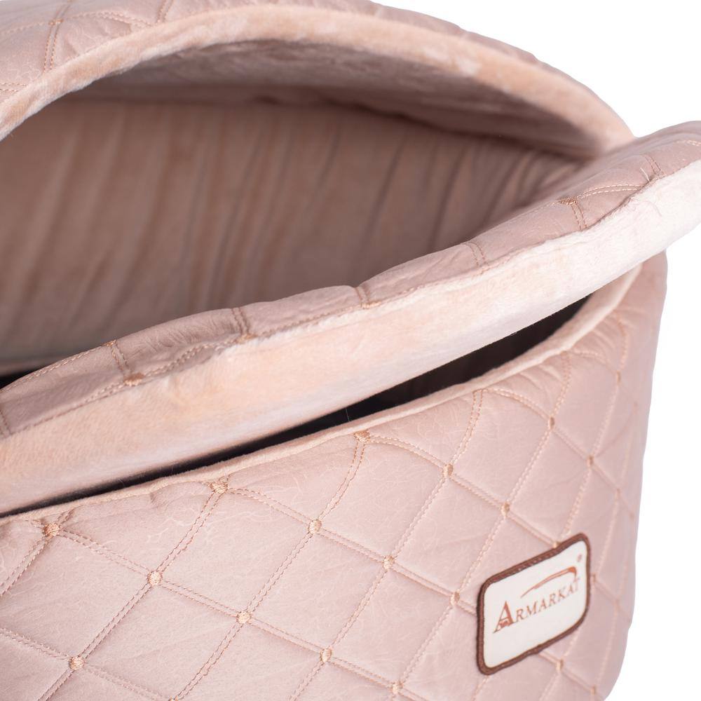 Left. Armarkat - Cat Bed Medium Light Apricot - Pink.