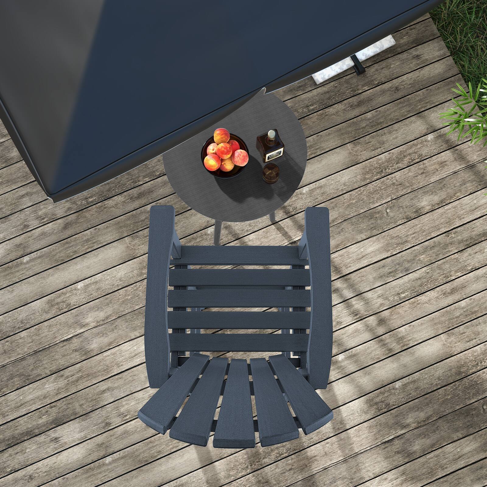 Alt View 4. Gymax - Gymax Set Of 2 Outdoor HDPE Bar Height Stool Patio Tall Chair Armrest Footrest All Weather Navy - Navy.