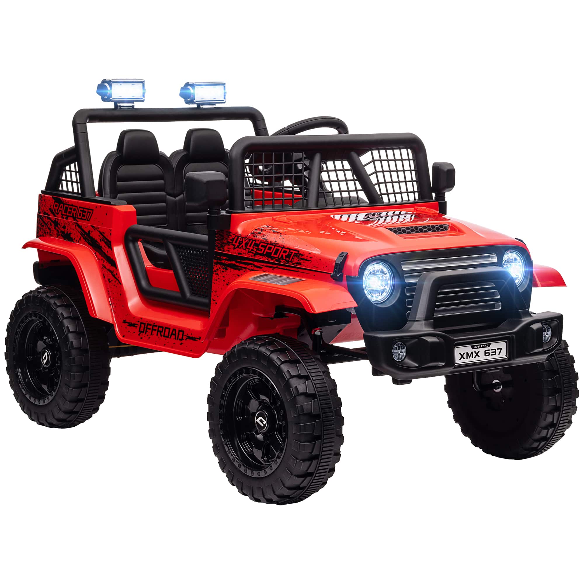 Qaba - 12V Ride on Truck, Battery Powered Kids Electric Car with Parent Remote, 4 Suspension Wheels, 3 MPH Max Speed, Music
