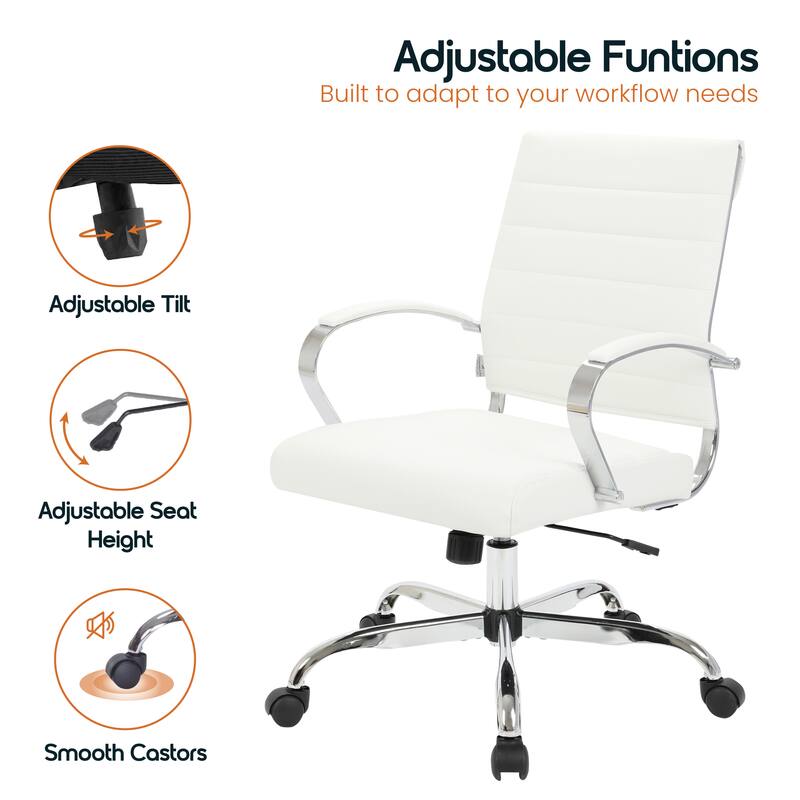 Adjustable Functions  
Built to adapt to your workflow needs  

- Adjustable Tilt  
- Adjustable Seat Height  
- Smooth Castors