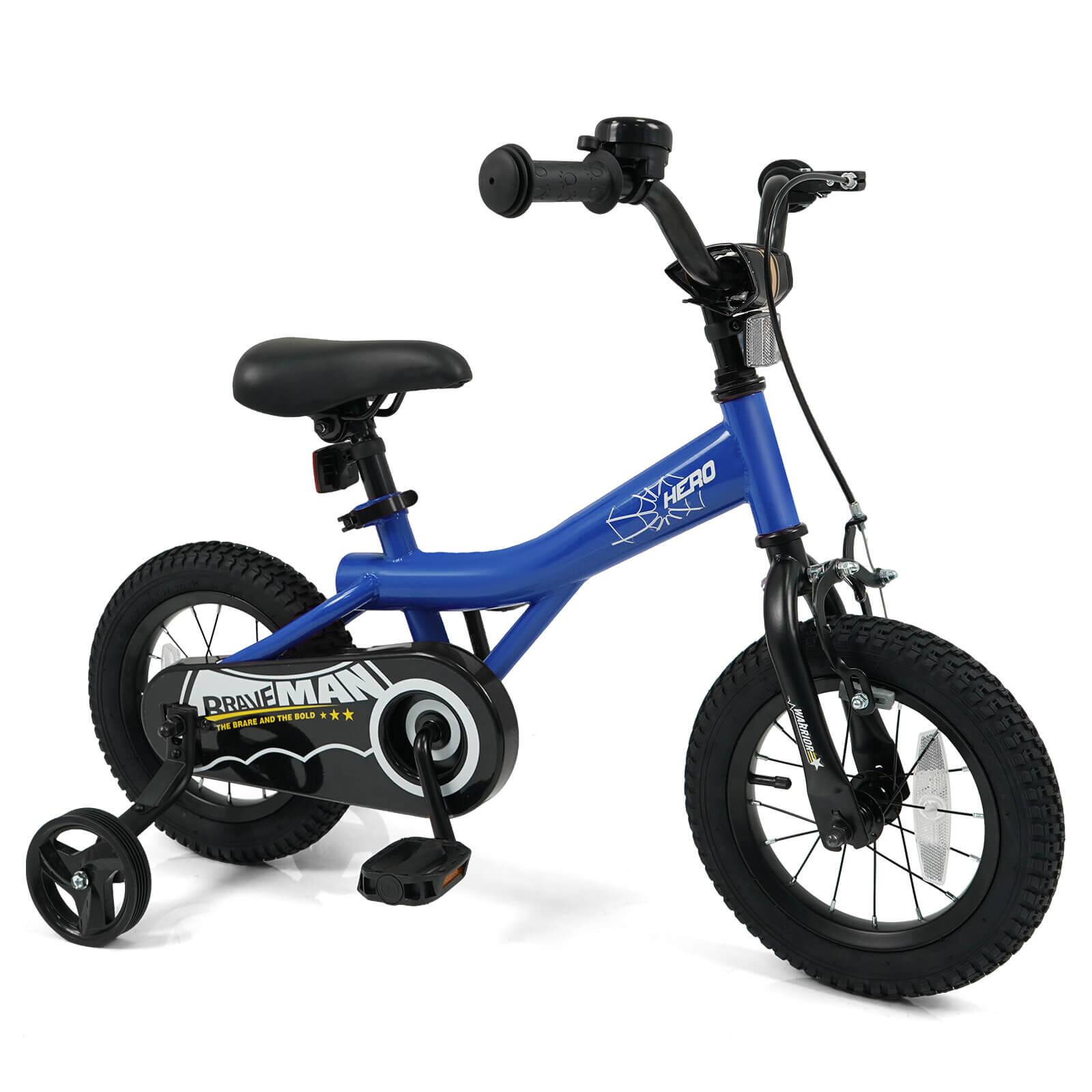 Costway - Kids Bike, 12 Inch Bicycle for Children with Removable Training Wheels, Dual Brakes - Blue
