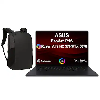 ASUS ProArt P16
Ryzen AI 9 HX 370/RTX 5070
Touchscreen OLED
Backlit Keyboard