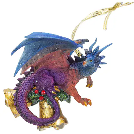 Front. Pacific Trading - Dragon with Bells Christmas Tree Ornament 5 inch - Multicolor.