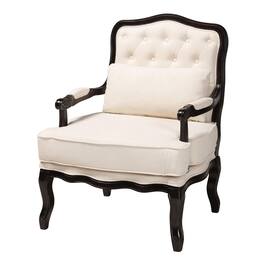 Baxton Studio - Dion Traditional French Fabric and Wenge Finished Wood Accent Chair - Cream/Wenge Brown