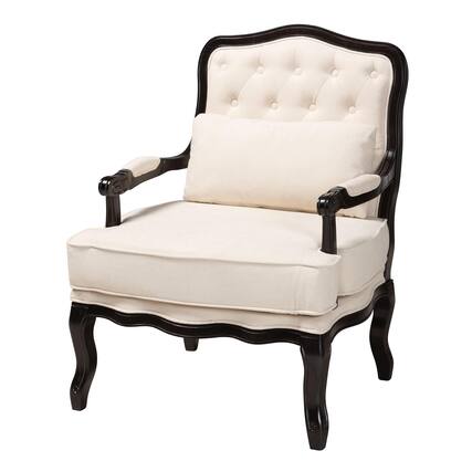 Front. Baxton Studio - Dion Traditional French Fabric and Wenge Finished Wood Accent Chair - Cream/Wenge Brown.