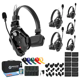 HOLLYLAND - Solidcom C1-6S Full-Duplex Wireless DECT Intercom System with 6 Headsets, 1000ft Range, True Wireless Communic