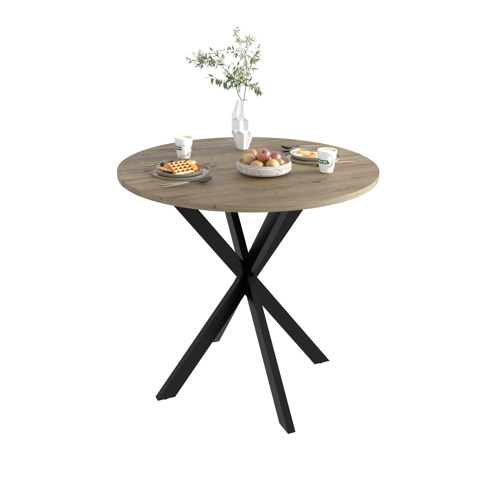 Alt View 4. Z-Edge - 31.5" Small Round Dining Table for 2-4 People, Dinner Table Space Saving Circle Kitchen Table for Small Space, Apartment - Brown.