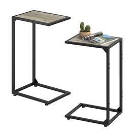 Oumilen - C-Shaped End Table Set of 2, Slim Side Table for Sofa and Bed - Oak