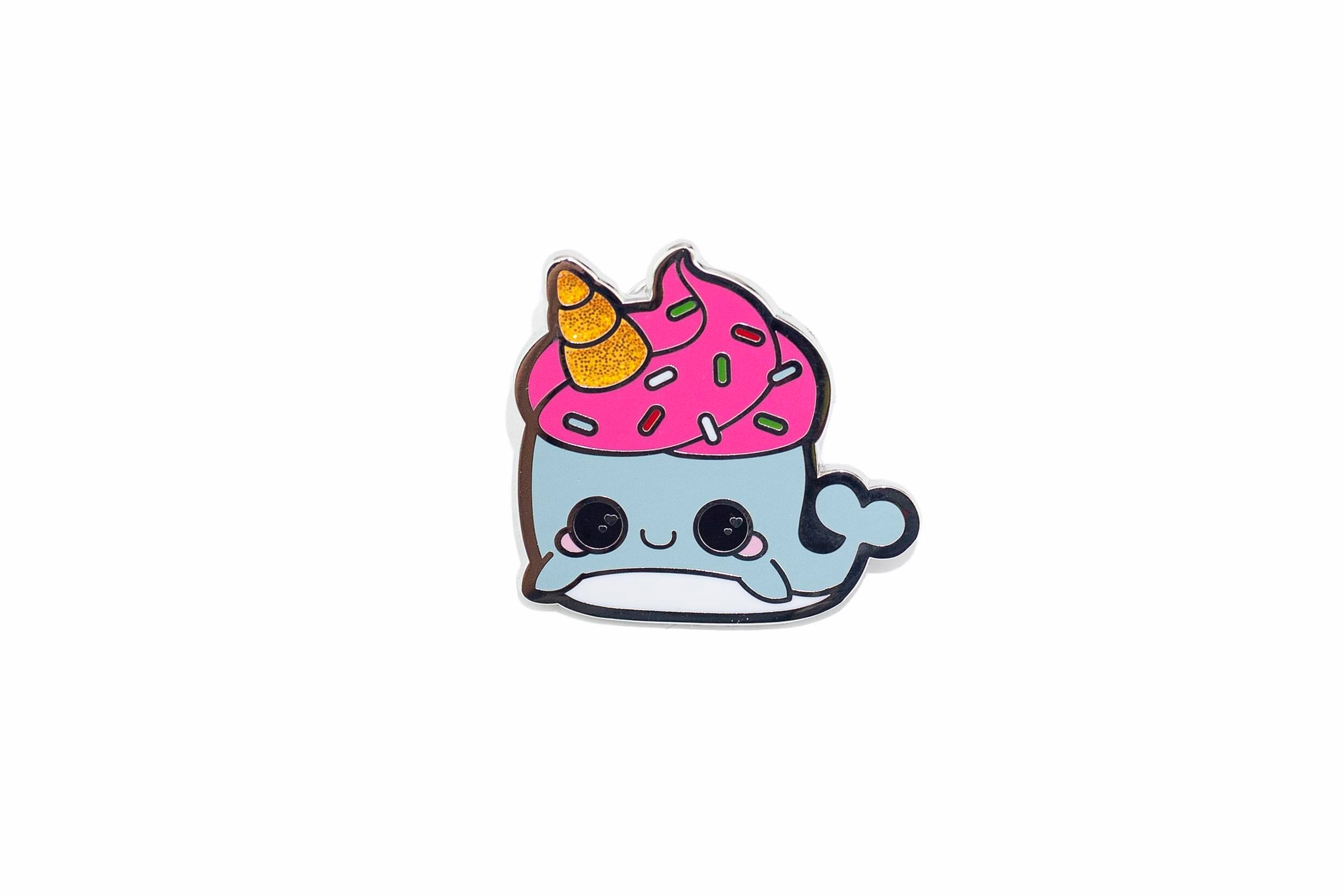 Front. Seven20 - Glitter Galaxy Neddie Narwhal Soft Enamel Collector's Pin - Multi-Colored.