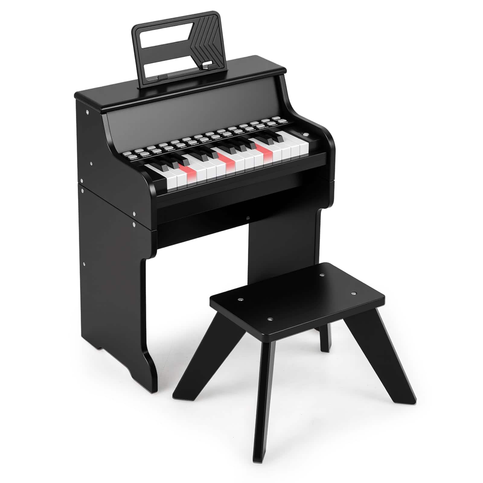 Ecooso - 25-Key Kids Piano with Stool, Mini Digital Keyboard, Adjustable Tempo and Volume, Wooden Toy