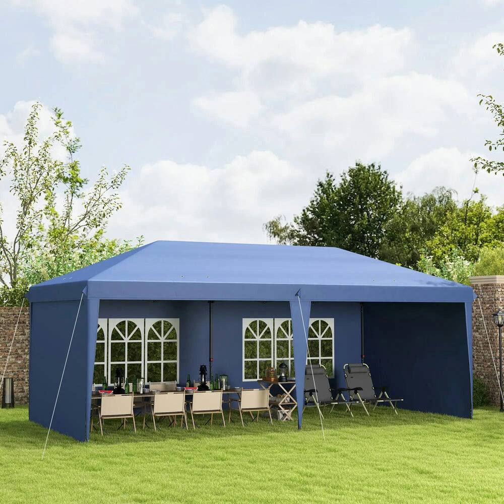 Alt View 6. Spaco - Spaco 10'x20' Pop Up Canopy Tent with 4 Sidewalls,Instant Gazebo,Carry Bag - Blue.