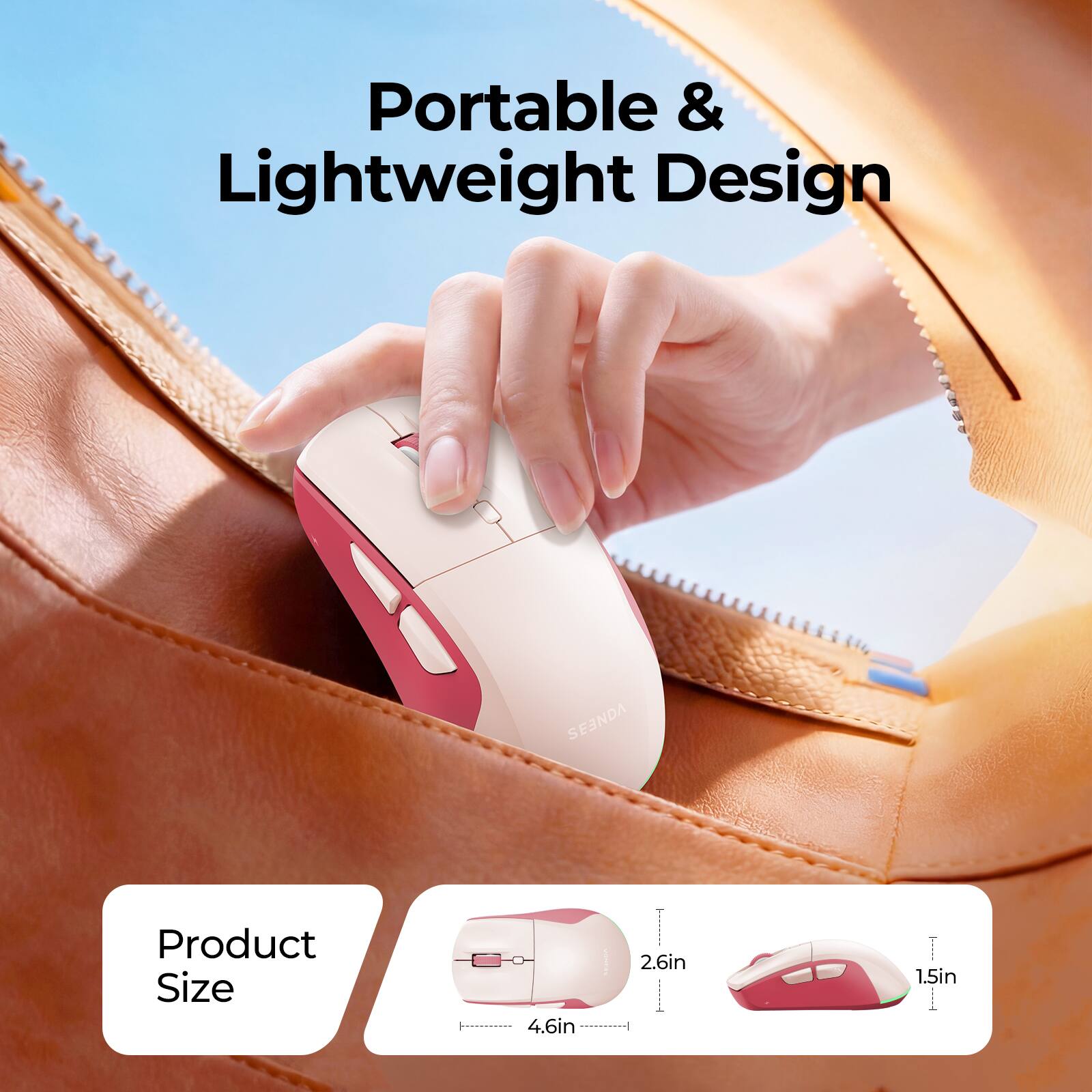 Portable & Lightweight Design

SEENDA

Product Size
4.6in
2.6in
1.5in