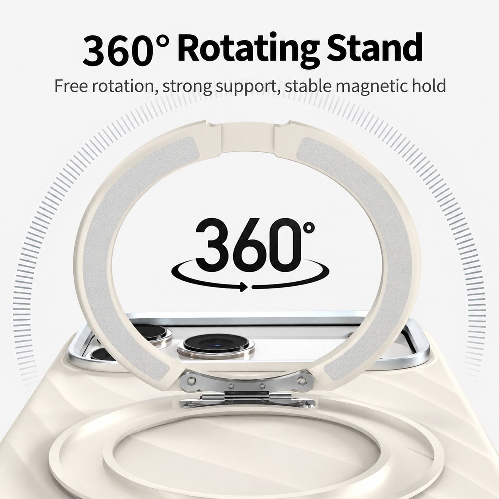 360° Rotating Stand  
Free rotation, strong support, stable magnetic hold