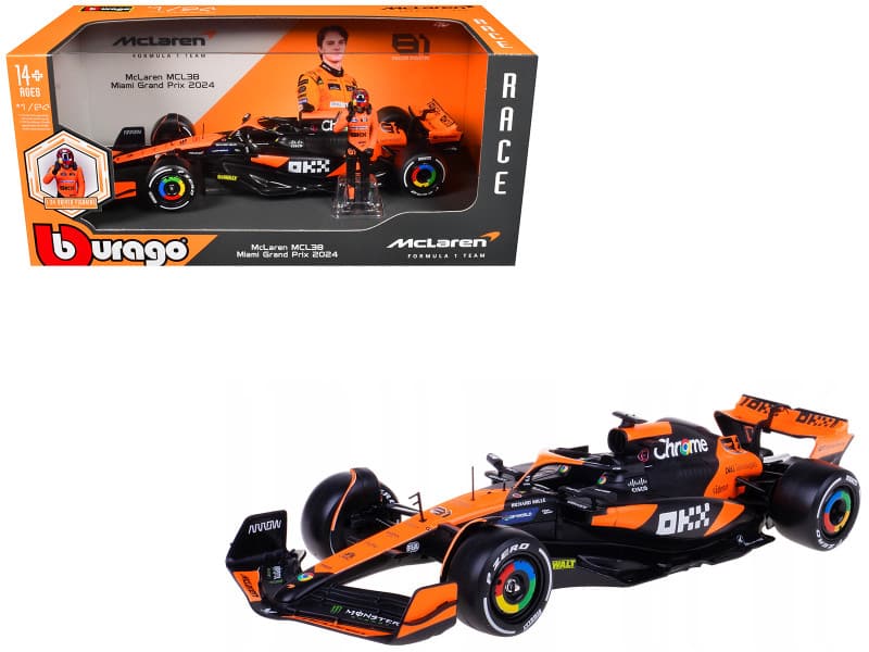 "McLaren MCL38 #81 Oscar Piastri ""OKX"" Formula One F1 ""Miami GP"" (2024) w/Figure 1/24 Diecast Model Car by Bburago" price history on PriceWatchPro
