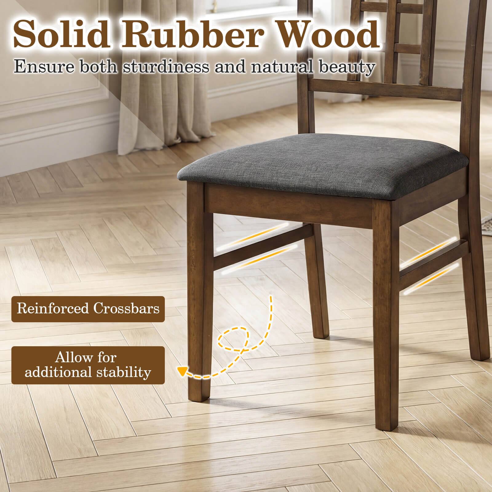 Solid Rubber Wood  
Ensure both sturdiness and natural beauty  

Reinforced Crossbars  
Allow for additional stability