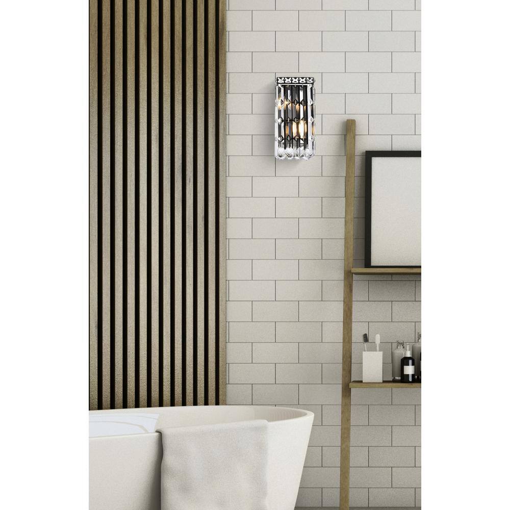 Angle. Elegant Lighting - Maxime 6 Inch Black Wall Sconce - Black And Clear.