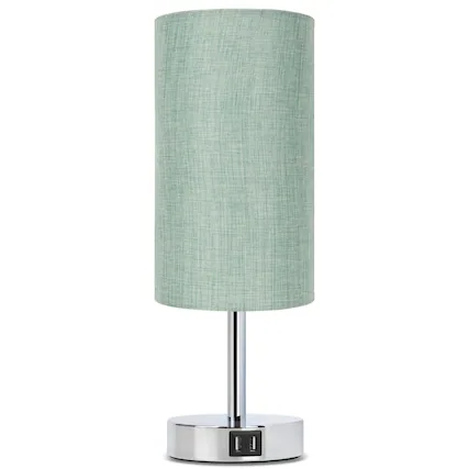 Front. Reds Spade - Yarra Decor Bedside Table Lamp USB Port Touch Control Bedroom Wood Way Dimmable Nightstand Lamp Round - Light Denim Blue.