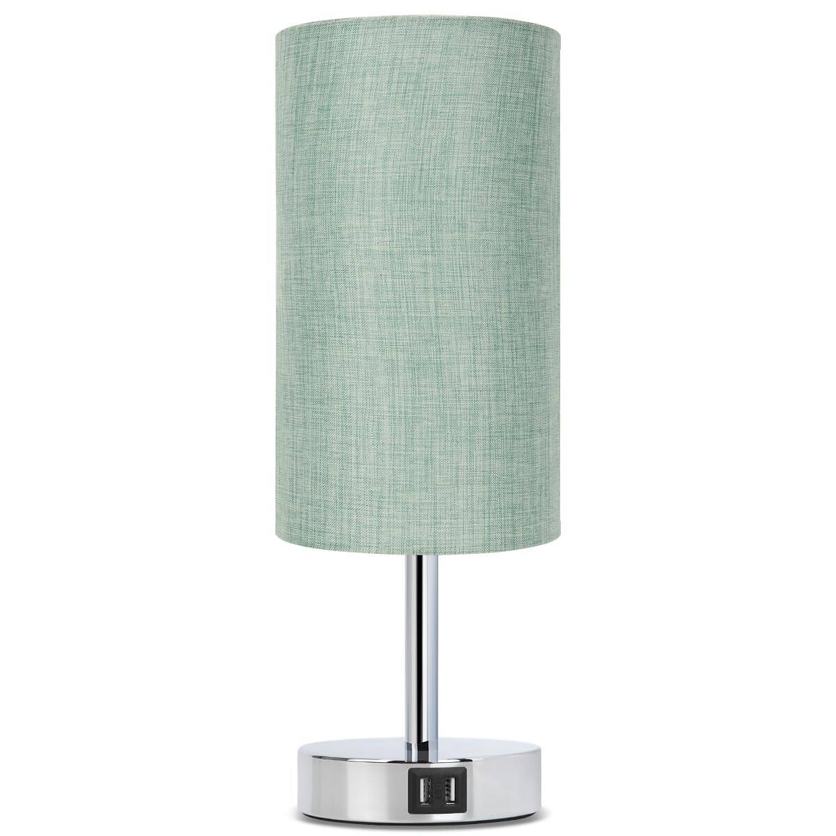 Front. Reds Spade - Yarra Decor Bedside Table Lamp USB Port Touch Control Bedroom Wood Way Dimmable Nightstand Lamp Round - Light Denim Blue.