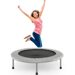 Costway - 38" Mini Folding Trampoline Portable Recreational Fitness Rebounder - Gray