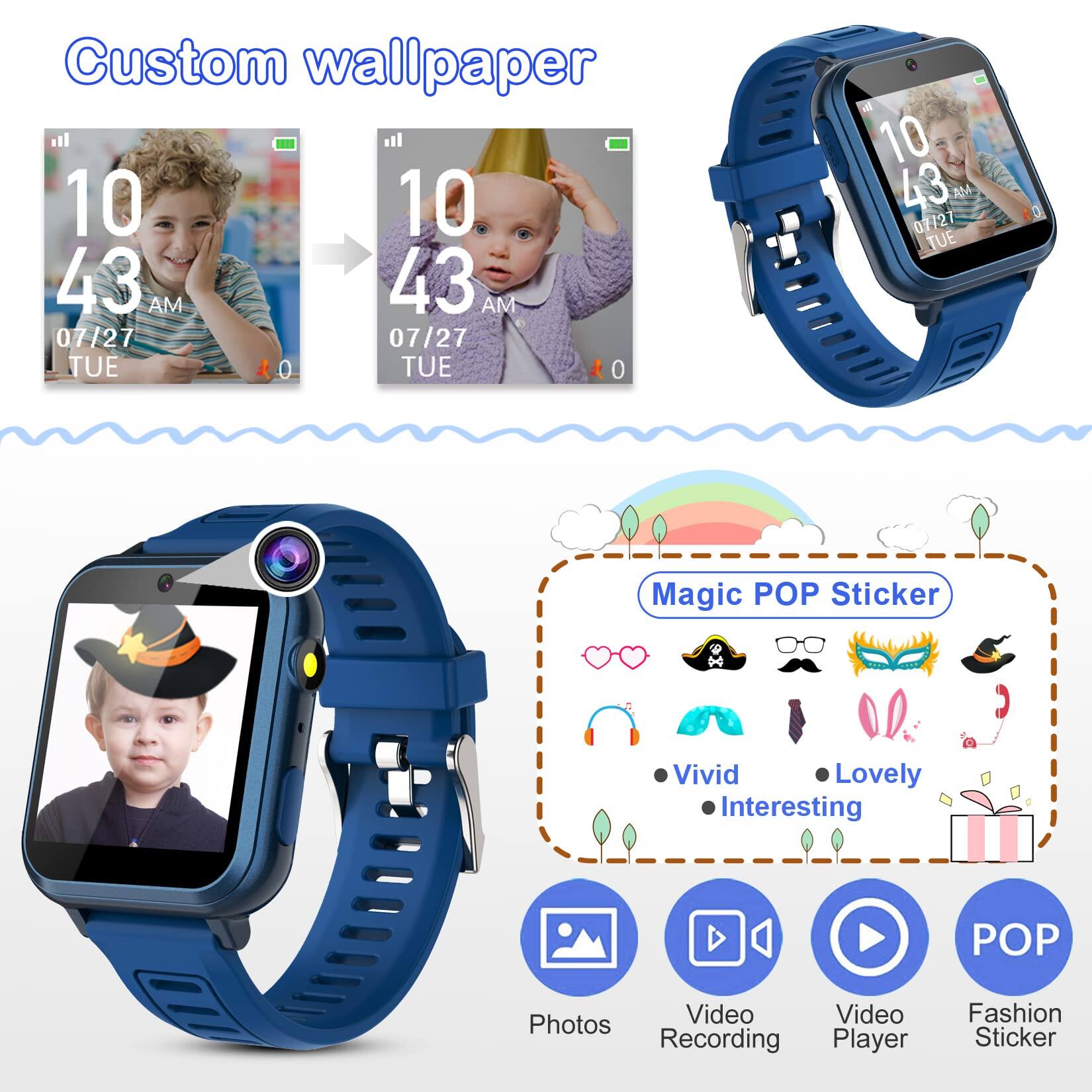 Alt View 1. GlowWise - Kids Smart Watch with 39 Games, Camera, Music Player, Touchscreen, Alarm Clock & Video/Audio Recorder for. - Blue.