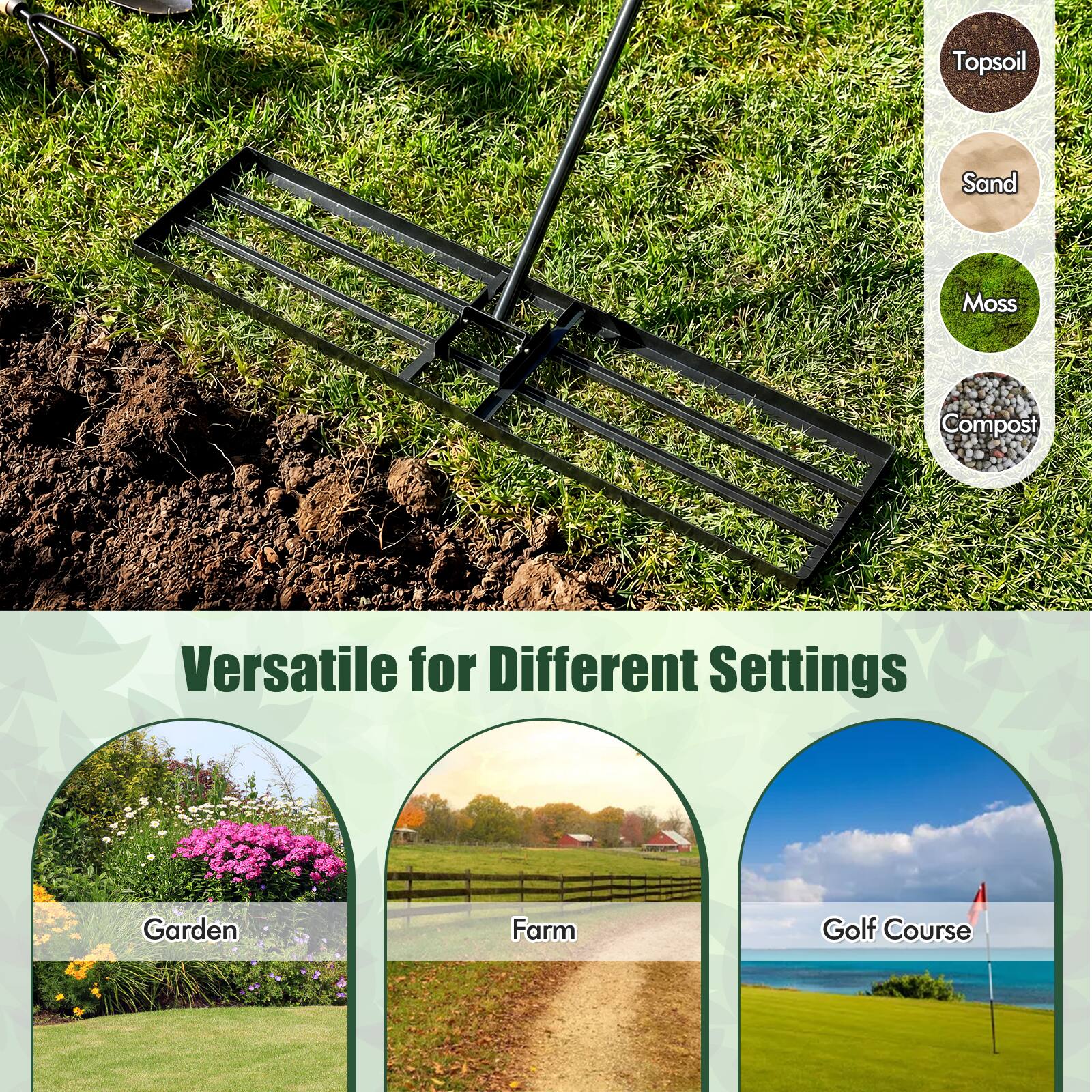 Topsoil, Sand, Moss, Compost: Versatile for Different Settings - Garden, Farm, Golf Course
