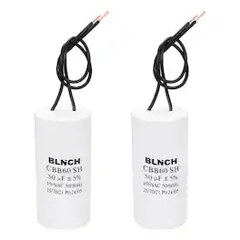 Unique Bargains - 2pcs 50uF CBB60 Running Capacitor, AC 450V 2 Wire for Air Compressor, Washing Machine, Refrigerator, Air Conditioner - White