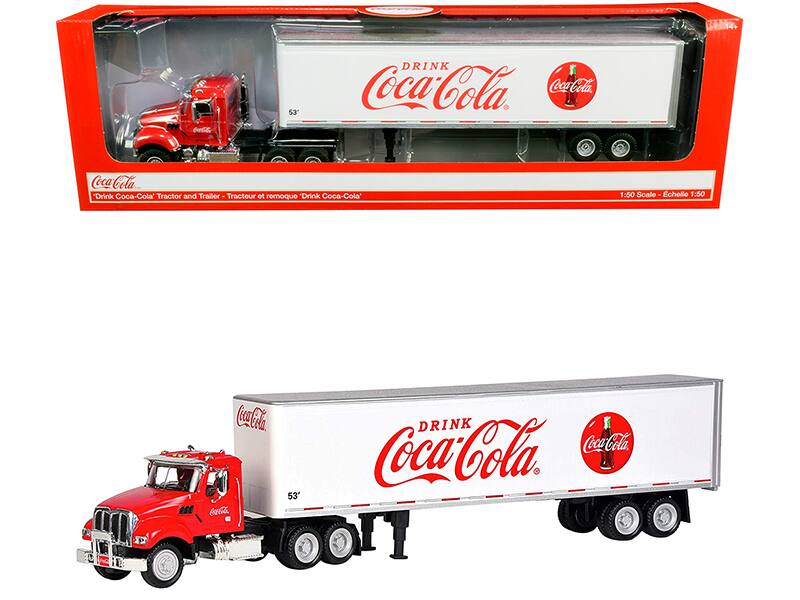53 DRINK Coca-Cola  
Coca-Cola  
Drink Coca-Cola Tractor and Trailer  
Tracteur et remorque "Drink Coca-Cola"  
1:50 Scale  
Échelle 1:50  
Coca-Cola  
Drink Coca-Cola  
53"
