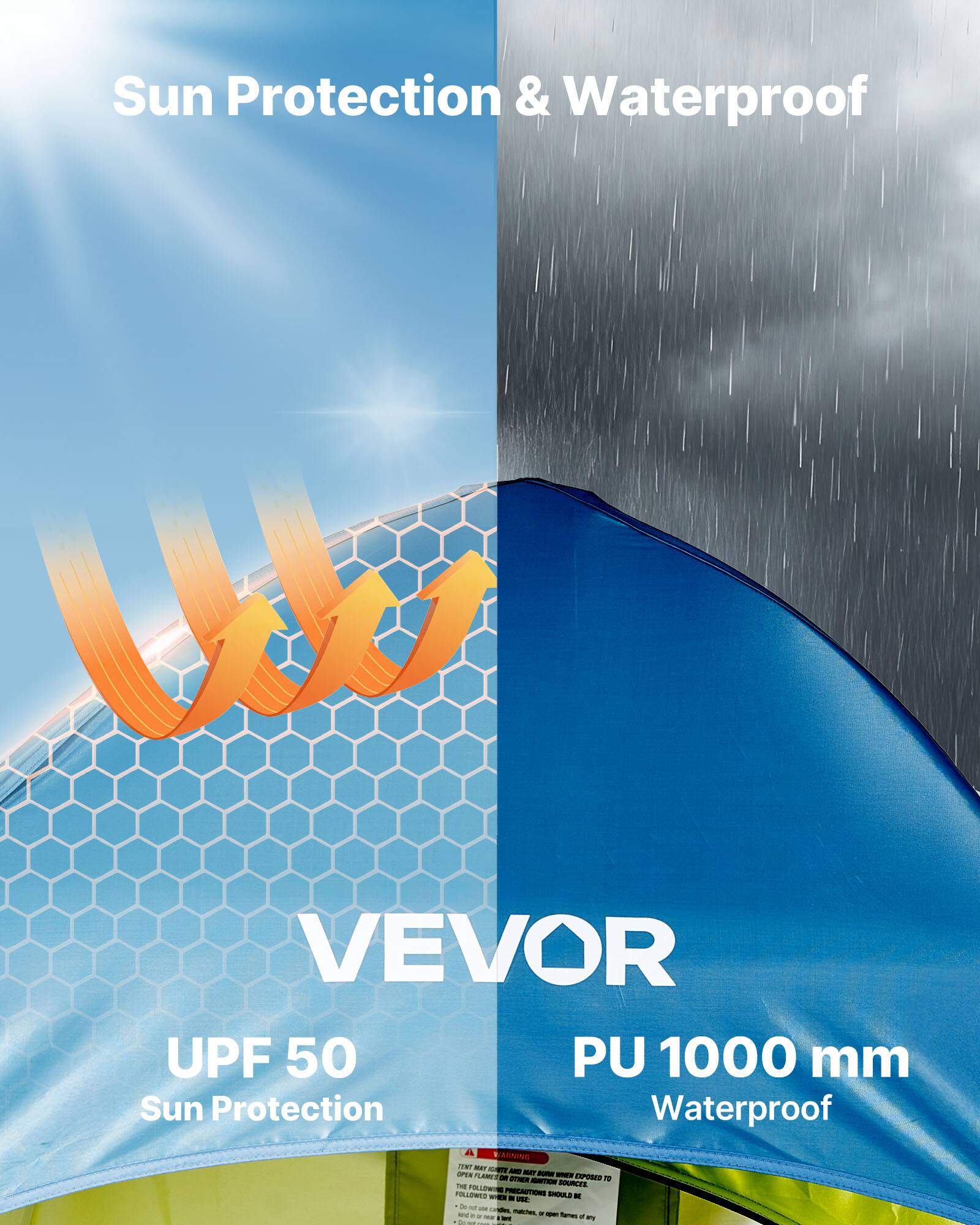 Sun Protection & Waterproof  
VEVOR  
UPF 50  
PU 1000 mm