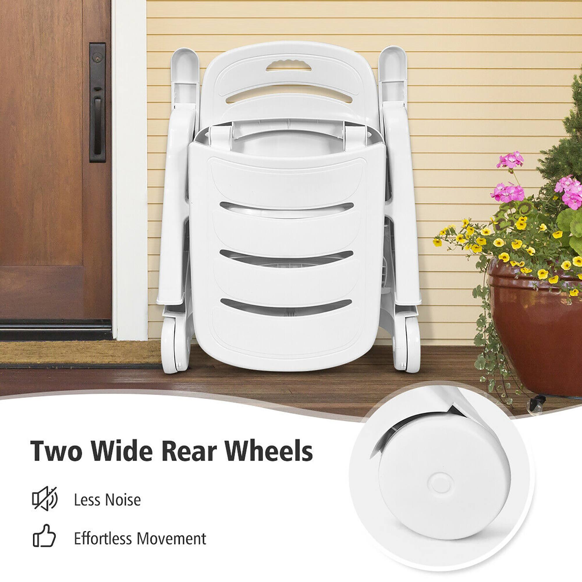 Two Wide Rear Wheels
Less Noise
Effortless Movement