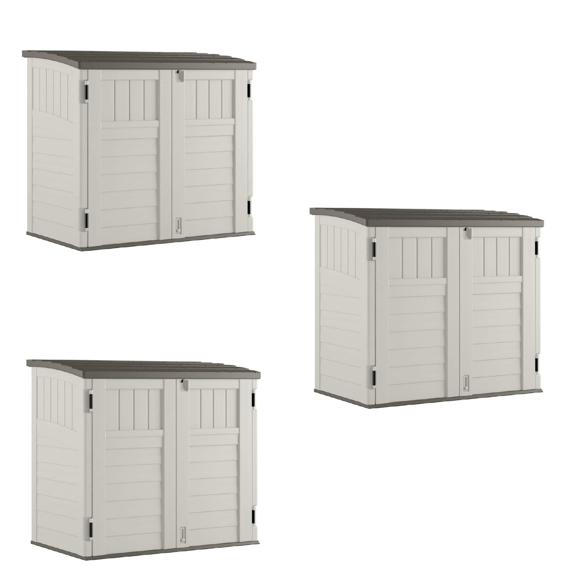 Suncast - 3 Door Locking System Horizontal Storage Shed Stow Away, (3 Pack) - Ivory