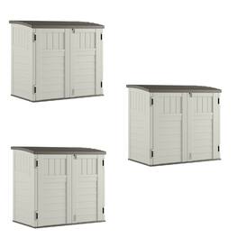 Suncast - 3 Door Locking System Horizontal Storage Shed Stow Away, (3 Pack) - Ivory
