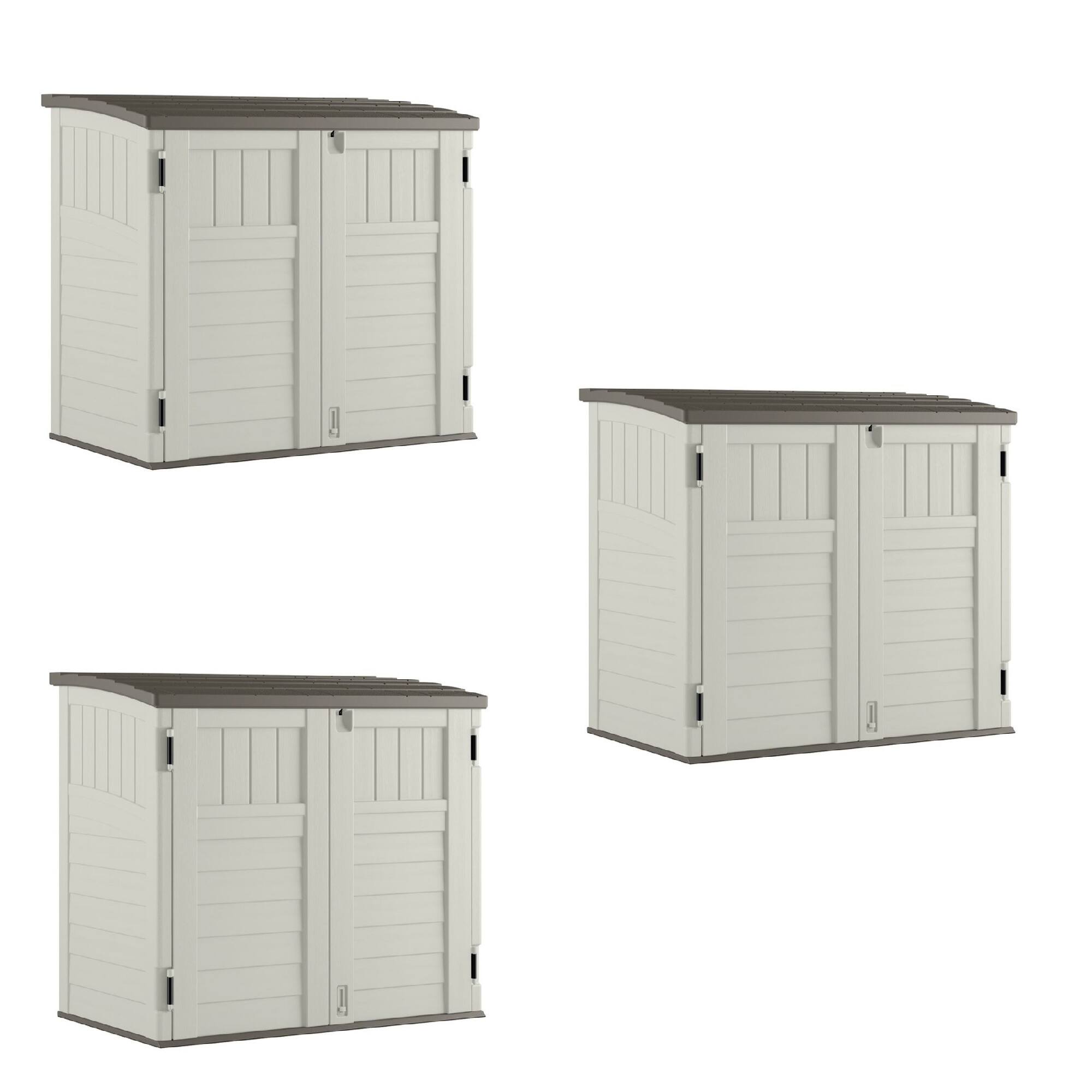 Front. Suncast - Suncast 3 Door Locking System Horizontal Storage Shed Stow Away, Ivory (3 Pack) - Ivory.