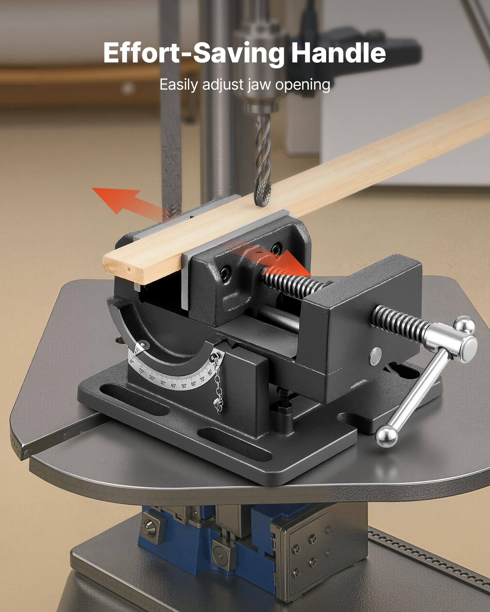 Effort-Saving Handle  
Easily adjust jaw opening
