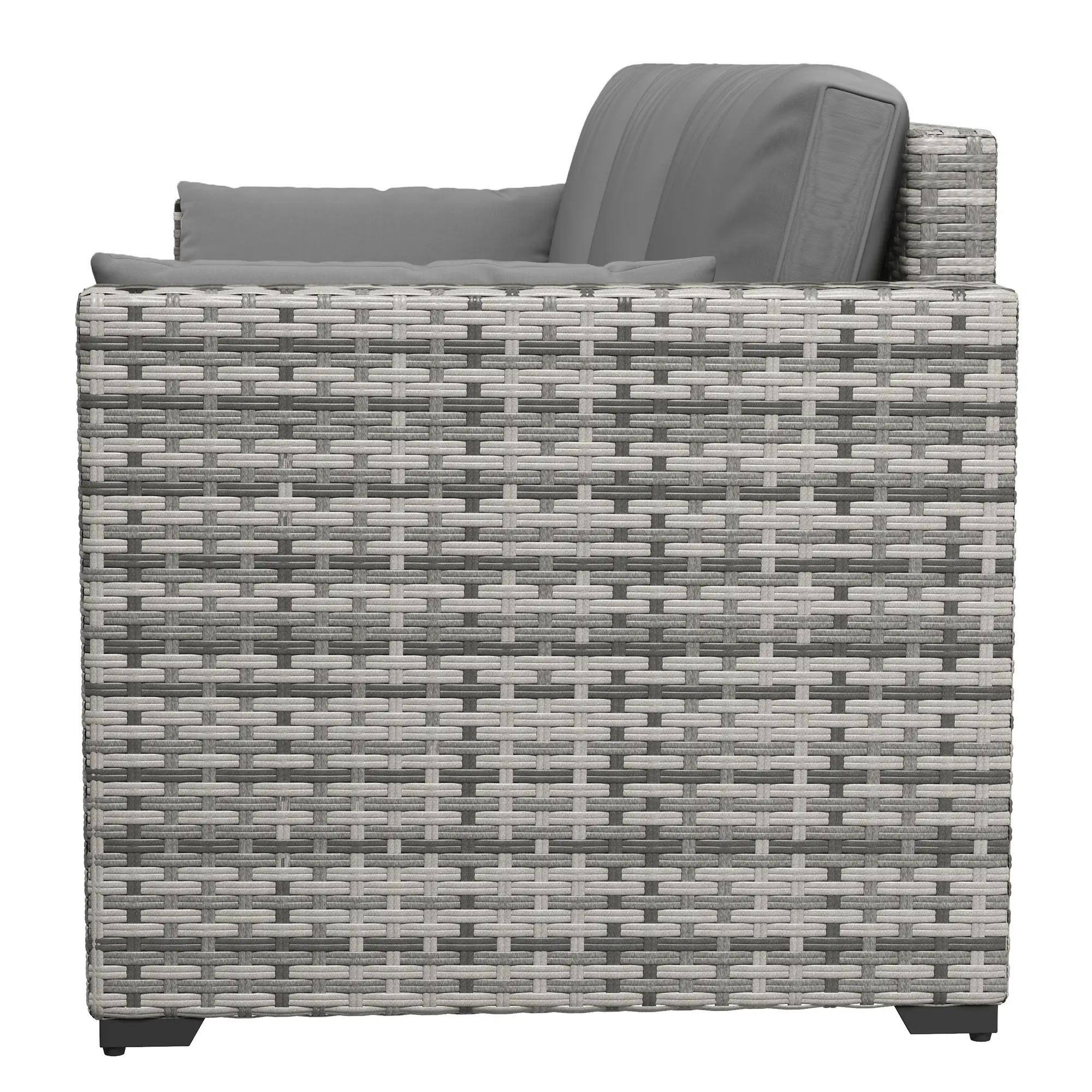 Alt View 5. Spaco - Spaco 3 Seater Patio Sofa, Deep Seating PE Rattan, All Weather Cushions - Grey.
