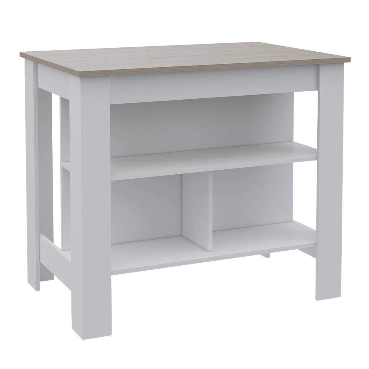 Alt View 1. Loheer - Loheer Antibacterial Surface Kitchen Island with Three Concealed Shelves - Multicolor.